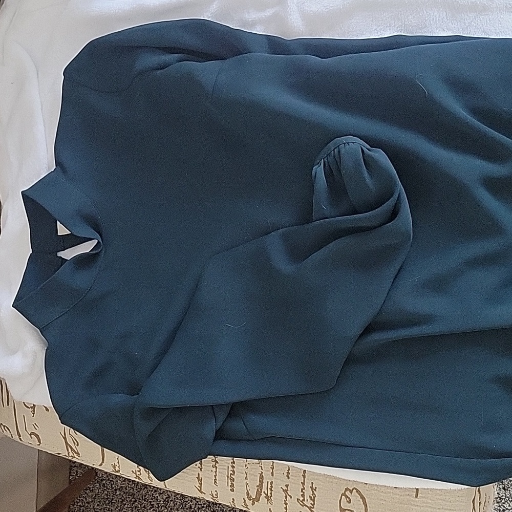 Babaton Dark Green Mock Neck Long Sleeve Blouse Sz XS